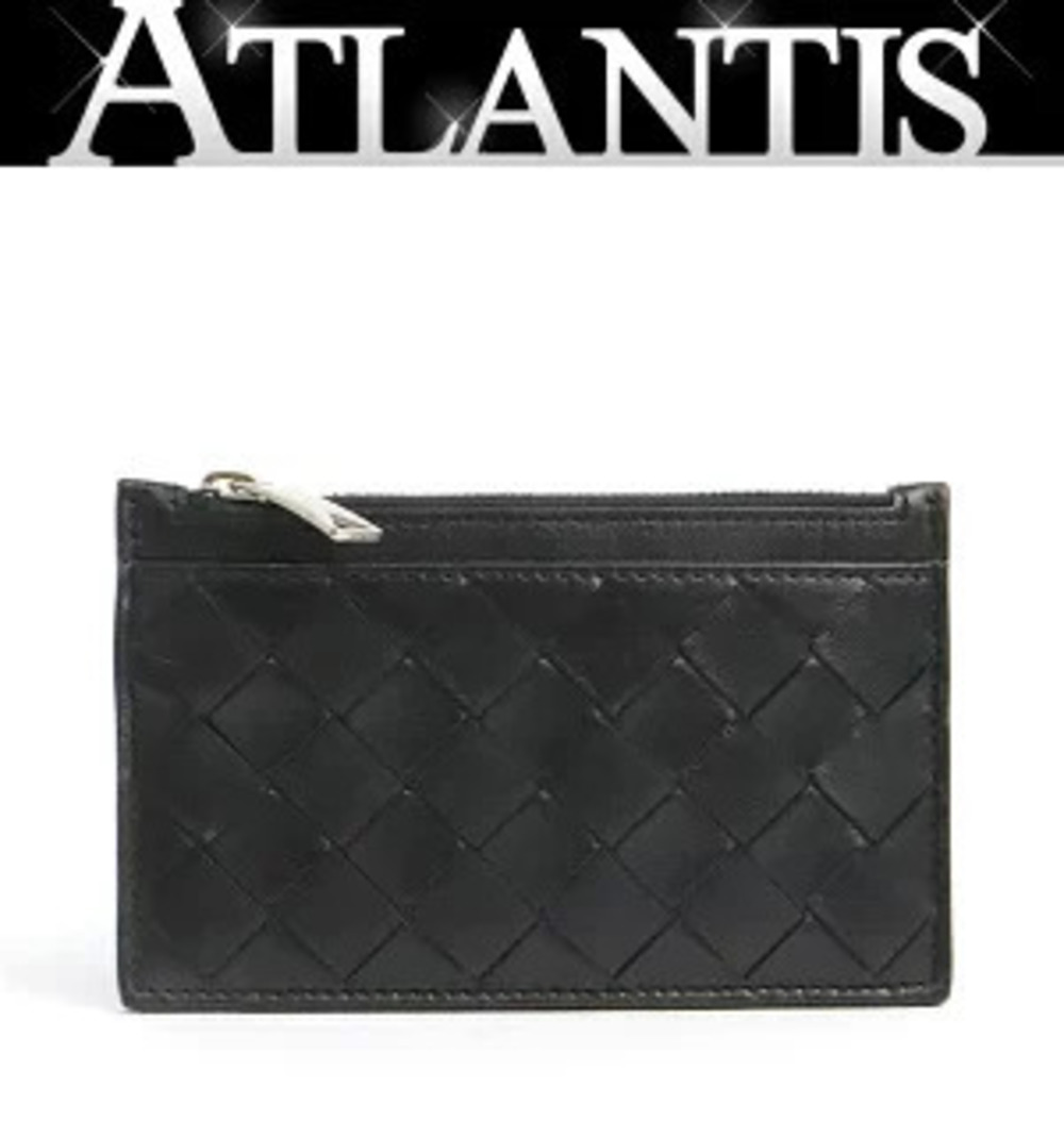 Bottega Veneta Intrecciato key ring card coin case Wallet calf leather black